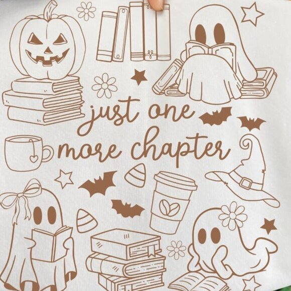 Just One More Chapter T-shirt, Ghost Books Halloween Unisex Tee - Picture 2 of 3